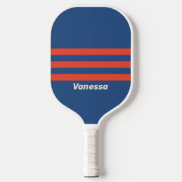 Retro Red & Blue Three Across Striss mit Name Pickleball Schläger