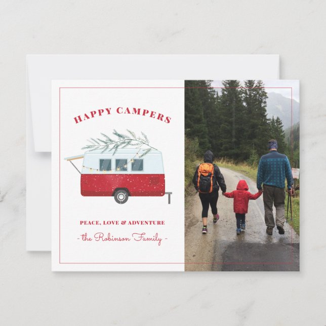 Retro Red Camper Adventure Camping Carte de Noël (Devant)