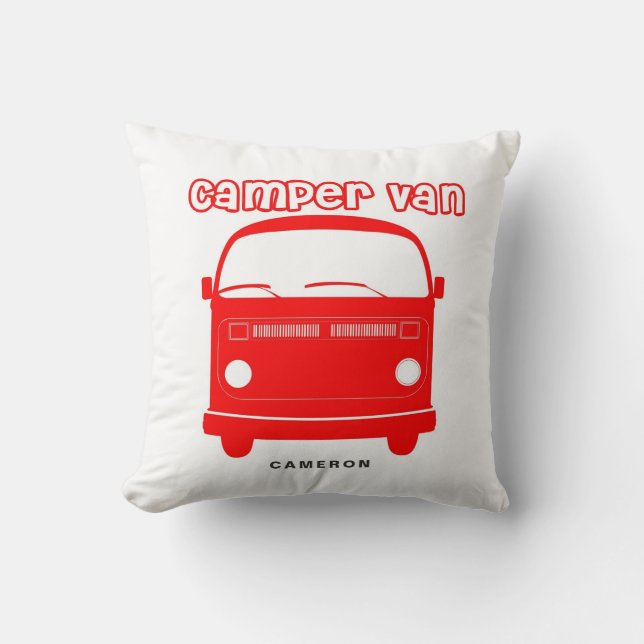 Retro Red Camper Van Custom Pillow Kissen (Vorderseite)