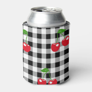 Retro Red Cherry Schwarz-weiß Buffalo Kariert Ging Dosenkühler