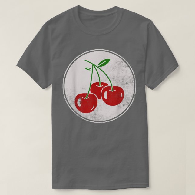 Retro Red Cherry Triple Cherries Frucht Lover T-Shirt (Design vorne)
