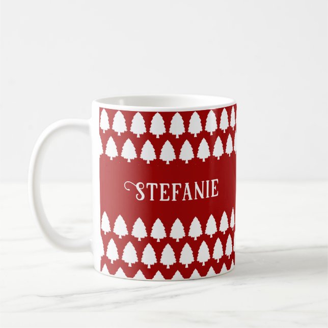 Retro Red Christmas Moderne Minimal einzigartig Cu Kaffeetasse (Links)