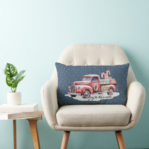 Retro Red Christmas Truck in Schnee Lendenkissen