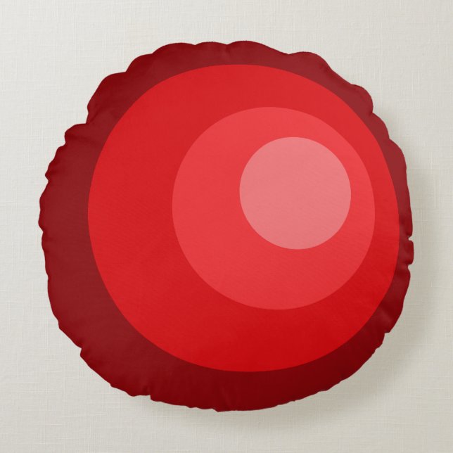 Retro Red Circles Rundes Kissen (Vorderseite)