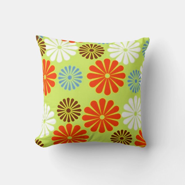 Retro Red Daisy Kissen (Vorderseite)