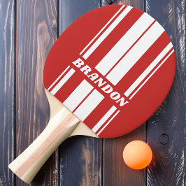 Retro Red Dual Board Streifen mit Namen Tischtennis Schläger
