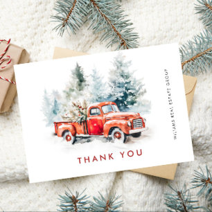 Retro Red Farm Truck Weihnachten Firmenfeiertag Dankeskarte