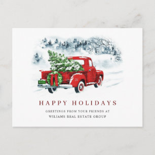 Retro Red Farm Truck Weihnachten Firmengrüße Postkarte