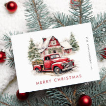 Retro Red Farm Truck Weihnachtsbaum Gruß