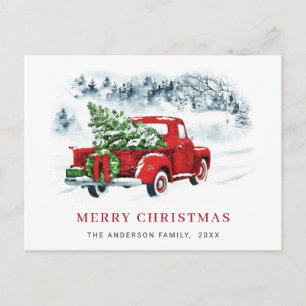 Retro Red Farm Truck Weihnachtsfeiertag Postkarte