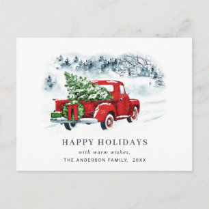 Retro Red Farm Truck Weihnachtsfeiertag Postkarte