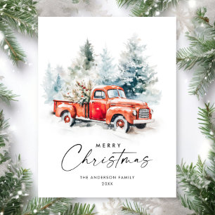 Retro Red Farm Truck Weihnachtsfeiertag Postkarte