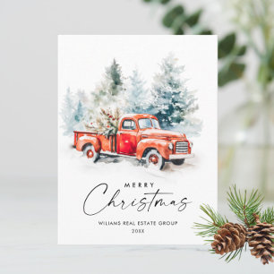 Retro Red Farm Truck Weihnachtsgrüße Unternehmen Postkarte