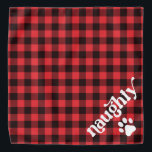 Retro Red Flannel Naughty Christmas Dog Halstuch<br><div class="desc">Diese Bandana hat einen rustikalen roten Flanell und einen lustigen Retro-Schriftart mit der "frechen" Hälfte von frech und nett. Es macht den perfekten Weihnachtsbandana für Ihren Hund oder Ihre Katze.</div>