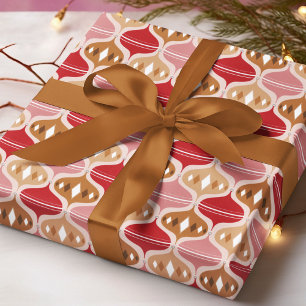 Retro Red Gold Weihnachtsbaumdekore Geschenkpapier