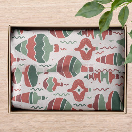 Retro Red Green Christmas Bauble Dekorationen Seidenpapier