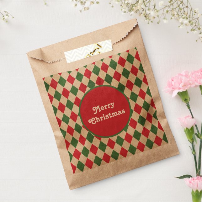 Retro Red Green Harlequin Geschenktütchen (Versiegelt)