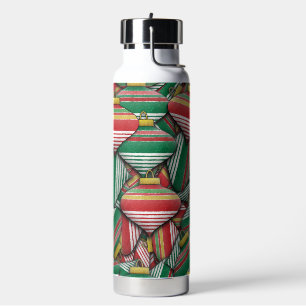 Retro Red Green Strip Design Ornament Muster Trinkflasche
