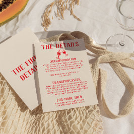 Retro Red Hand Drawn Quirky Fun Wedding Details Begleitkarte