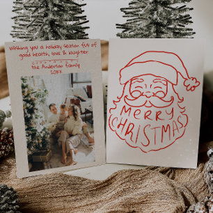 Retro Red Hand Drawn Santa Claus Frohe Weihnachten