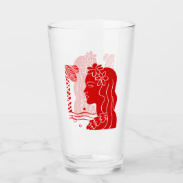 Retro Red Hawaiian Girl Glas