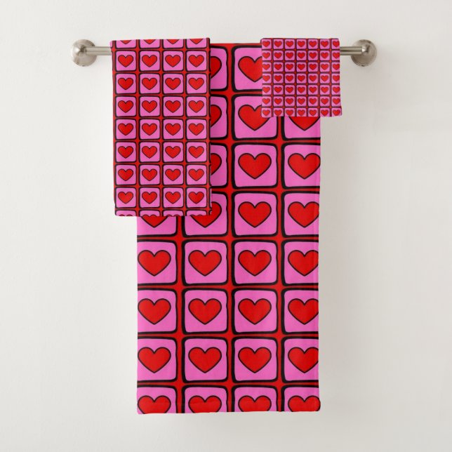 Retro Red Heart Check Motif Chic et élégant (En situation)