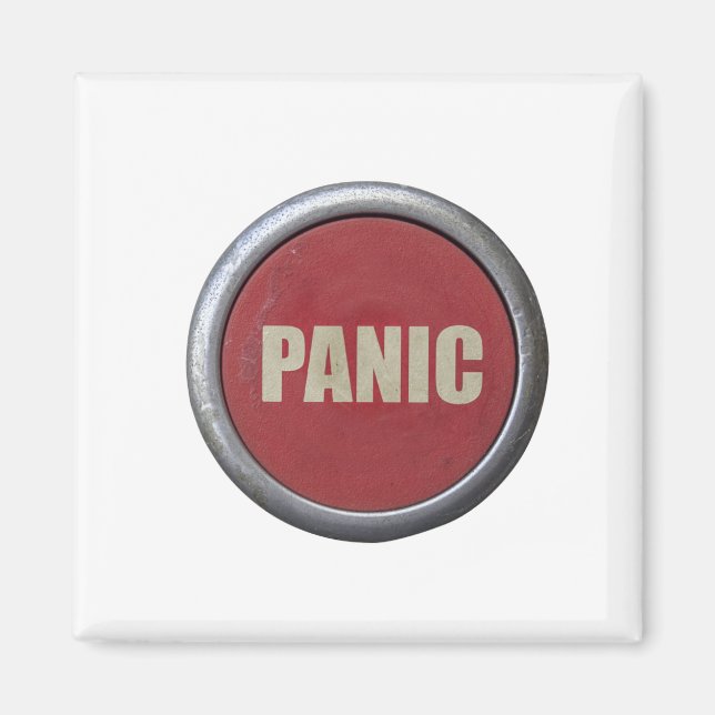 Retro Red Industrial Panik Button Magnet (Vorne)