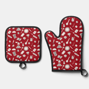 Retro Red Kitchen Ofenhandschuh & Topflappen-Set