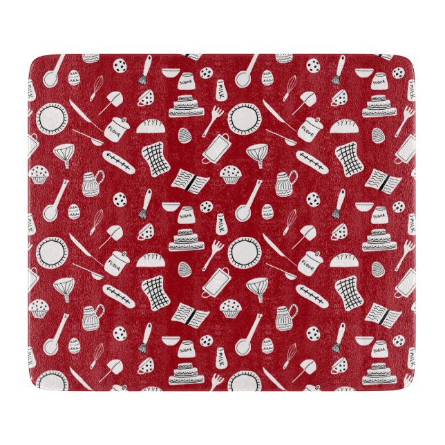Retro Red Kitchen Schneidebrett (Vorderseite)
