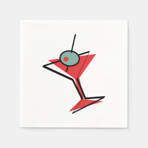 Retro Red Martini Serviette