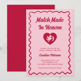 Retro Red Match Made in Heaven Cupid Bridal Shower Einladung