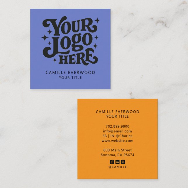 Retro Red Mustard Custom Company Logo Quadratische Visitenkarte (Vorne/Hinten)