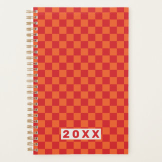 Retro Red Orange Checkerboard 2026 Planer