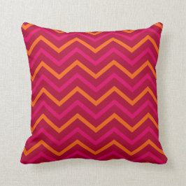 Retro Red Orange Hot Pink Zickzack Zig Zag Muster Kissen