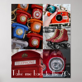Retro Red Phones Kamera Nostalgische Collage farbe Poster