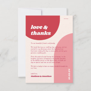 Retro Red Pink Geometric   Liebe & Dankesworte Dankeskarte