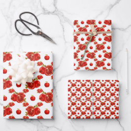 Retro Red Pomegranate Fruchtmuster Thema Geschenkpapier Set