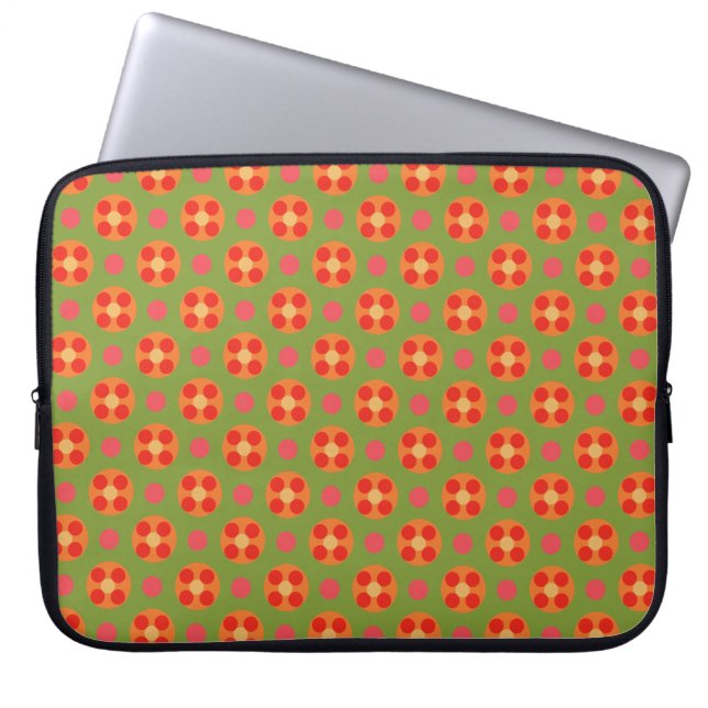 Retro Red Poppies und Polka Dots Laptop-Sieb Laptopschutzhülle (Vorderseite)