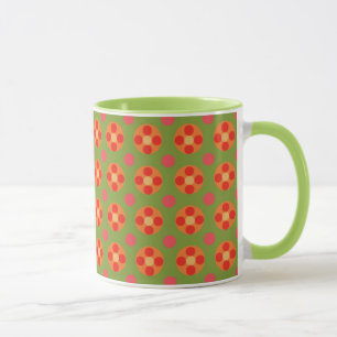 Retro Red Poppies und Polka Dots Ringer Coffee Tas Tasse