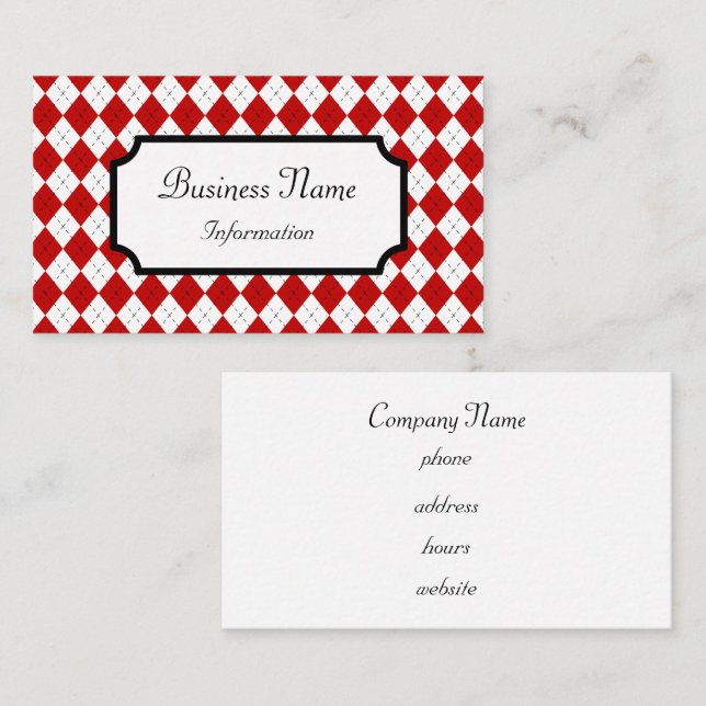 Retro Red Raute Business Card Visitenkarte (Vorne/Hinten)
