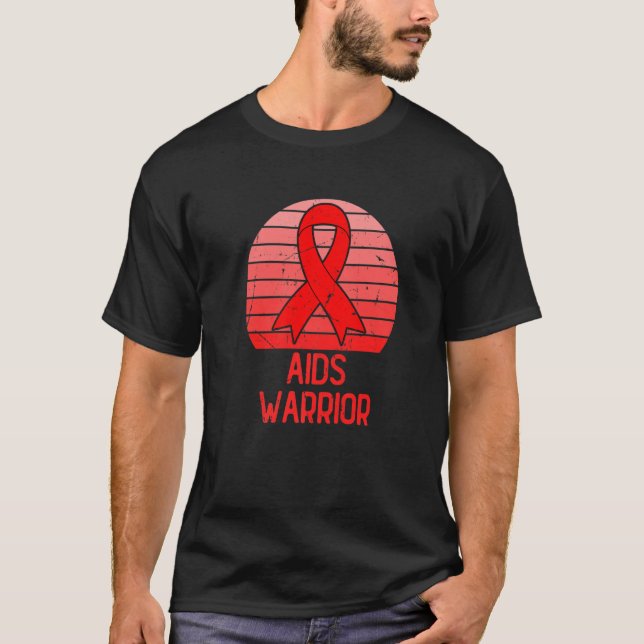 Retro Red Ribbon World Aids Day Awareness Counter T-Shirt (Vorderseite)