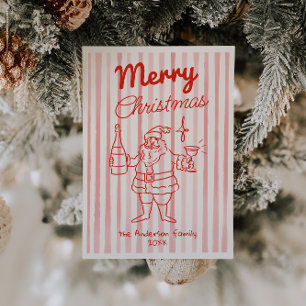 Retro Red Santa Champagne Weihnachten Non Foto