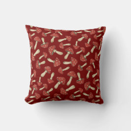 Retro Red Scattered Cottagecore Mushroom Pattern Kissen