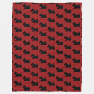 Retro Red Scottish Terrier Fleece Blanket