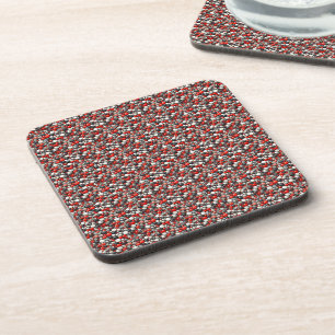 Retro Red Speckling Linoleum Muster Getränkeuntersetzer