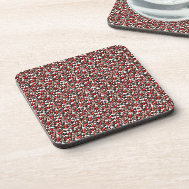 Retro Red Speckling Linoleum Muster Getränkeuntersetzer (Linke Seite)
