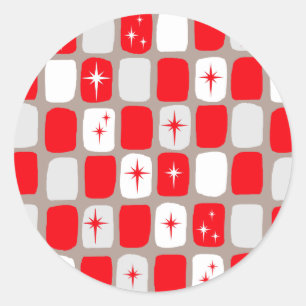 Retro Red Sternexplosionen Round Stickers