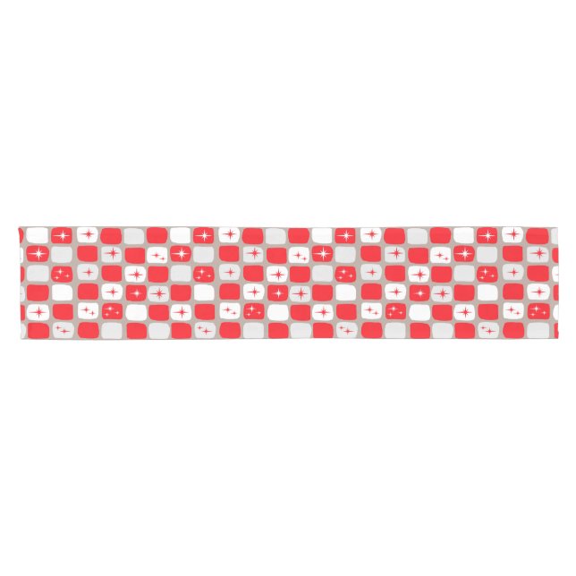 Retro Red Sternexplosionen Table Runner Kurzer Tischläufer (Horizontal)