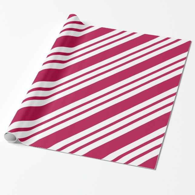 Retro Red Strip Weihnachtscreme Geschenkpapier (Ungerollt)