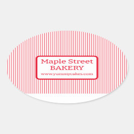 Retro Red Stripes Bäckerei Ovaler Aufkleber
